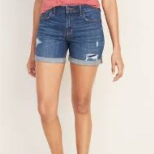 Mid-Rise Slim Midi Distressed Jean Shorts for Women - 5-inch inseam